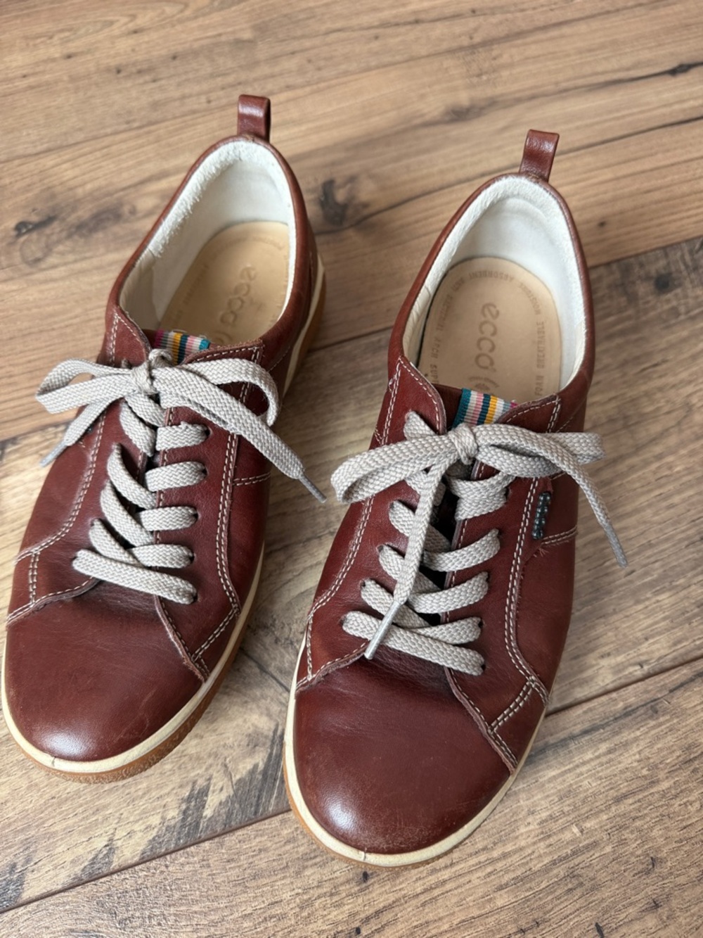 Ecco Soft 7 Leather Sneaker Cognac Brown Women’s Size 36 US 5 EUC